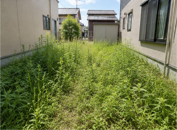 草刈り作業前のお庭