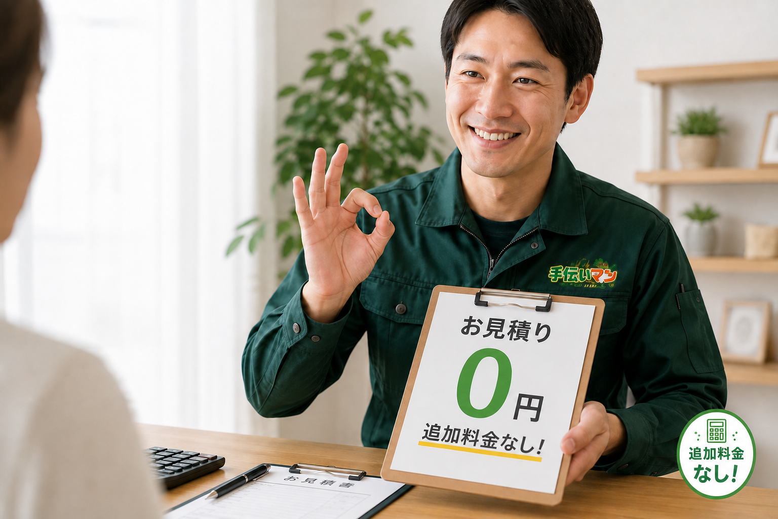 料金表と電卓、家の模型